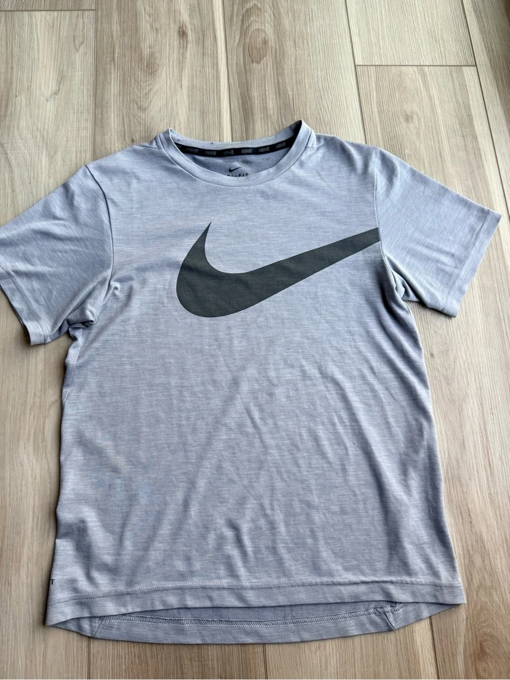 Nike Light Gray Dri-FIT Crew Tee with Black Swoosh